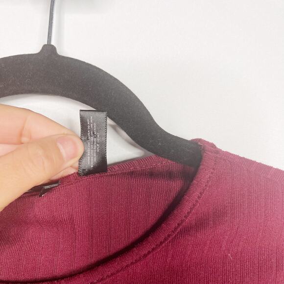 Aqua Girls XLarge XL Burgundy Red Rib Knit Fit and Flare Dress Short Sleeve Crew - Picture 8 of 8